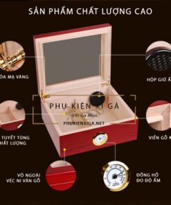 Hộp giữ ẩm xì gà 30 điếu mặt kính