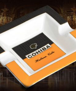 Gạt tàn Cohiba gốm màu trắng 2 tay