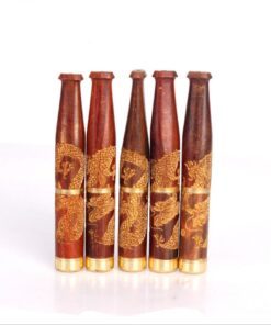 Tẩu gỗ xì gà mini 2 khoang lọc - Chạm khắc - Ảnh 3