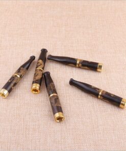 Tẩu gỗ xì gà mini 2 khoang lọc - Chạm khắc