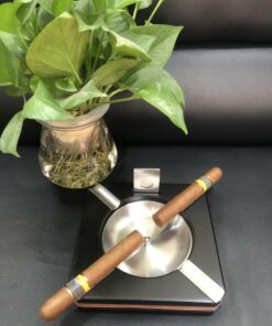 Gạt tàn 4 tay viền da kèm dao cắt - Ảnh 3