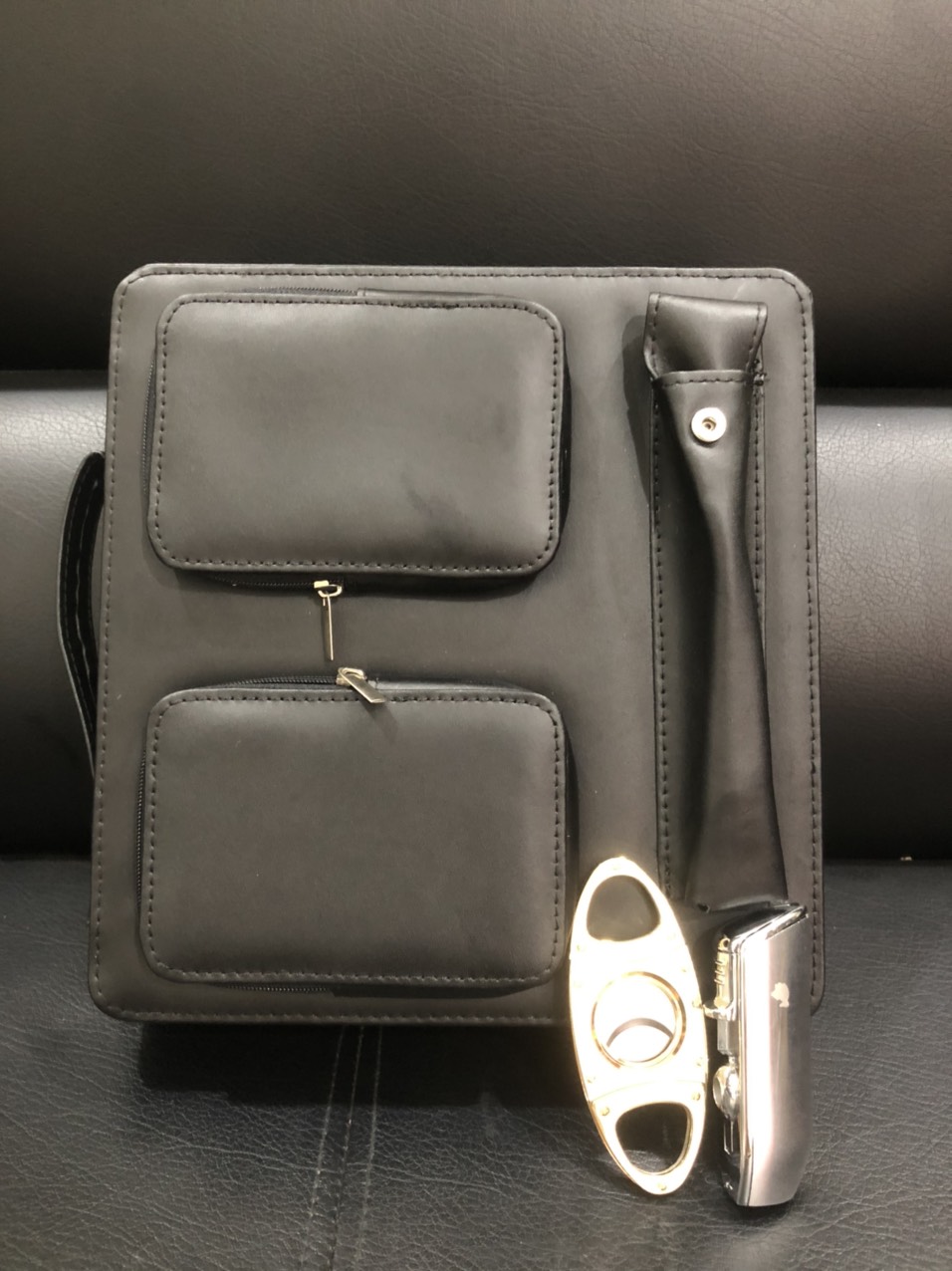 Clutch 8 điếu xì gà bọc da kèm dao khò - Ảnh 3