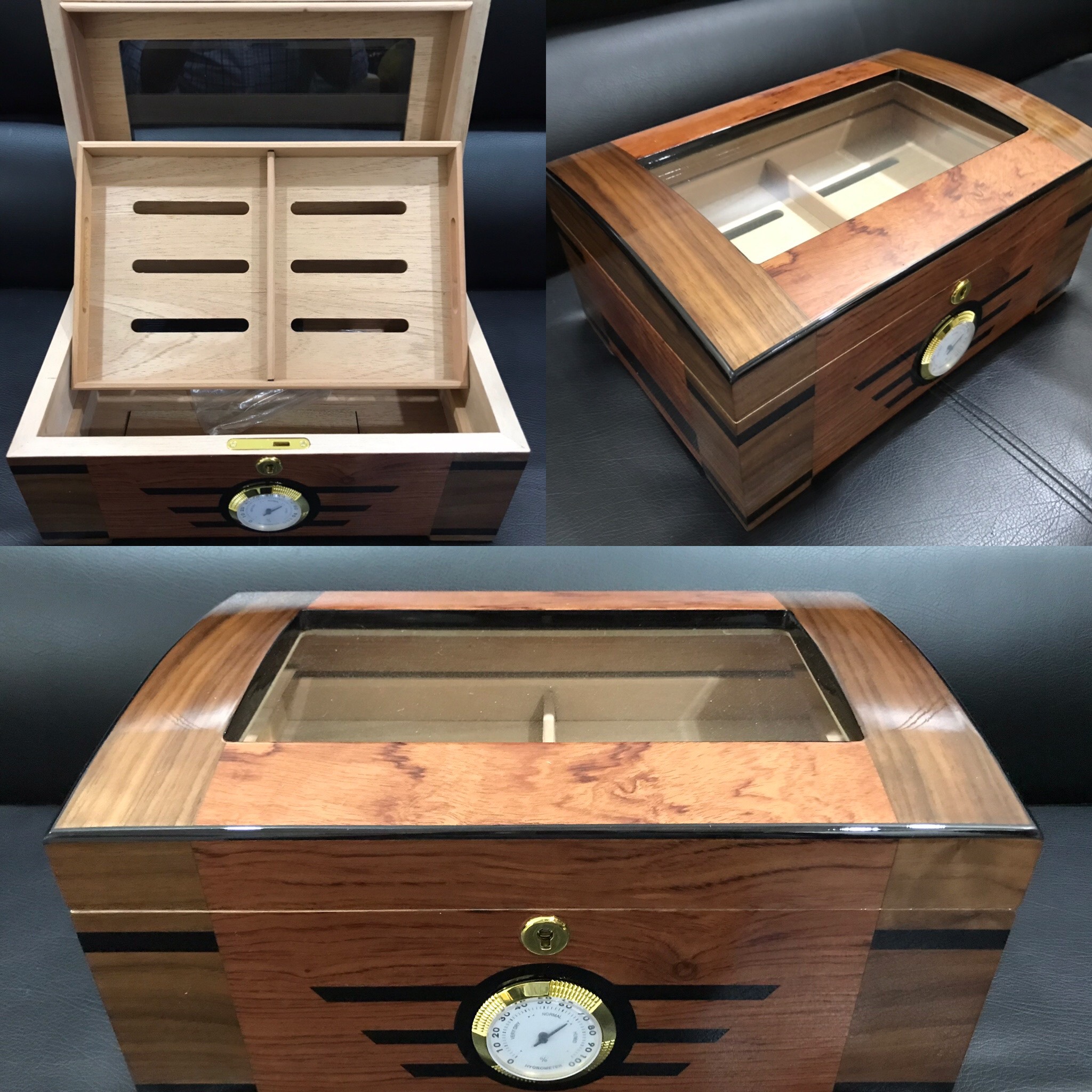 Hộp giữ ẩm xì gà 2 ngăn có khóa (sức chứa 50 điếu) - Ảnh 3