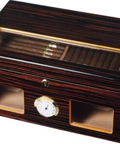 Hộp giữ ẩm xì gà 2 ngăn có ô kính (sức chứa 80 điếu)
